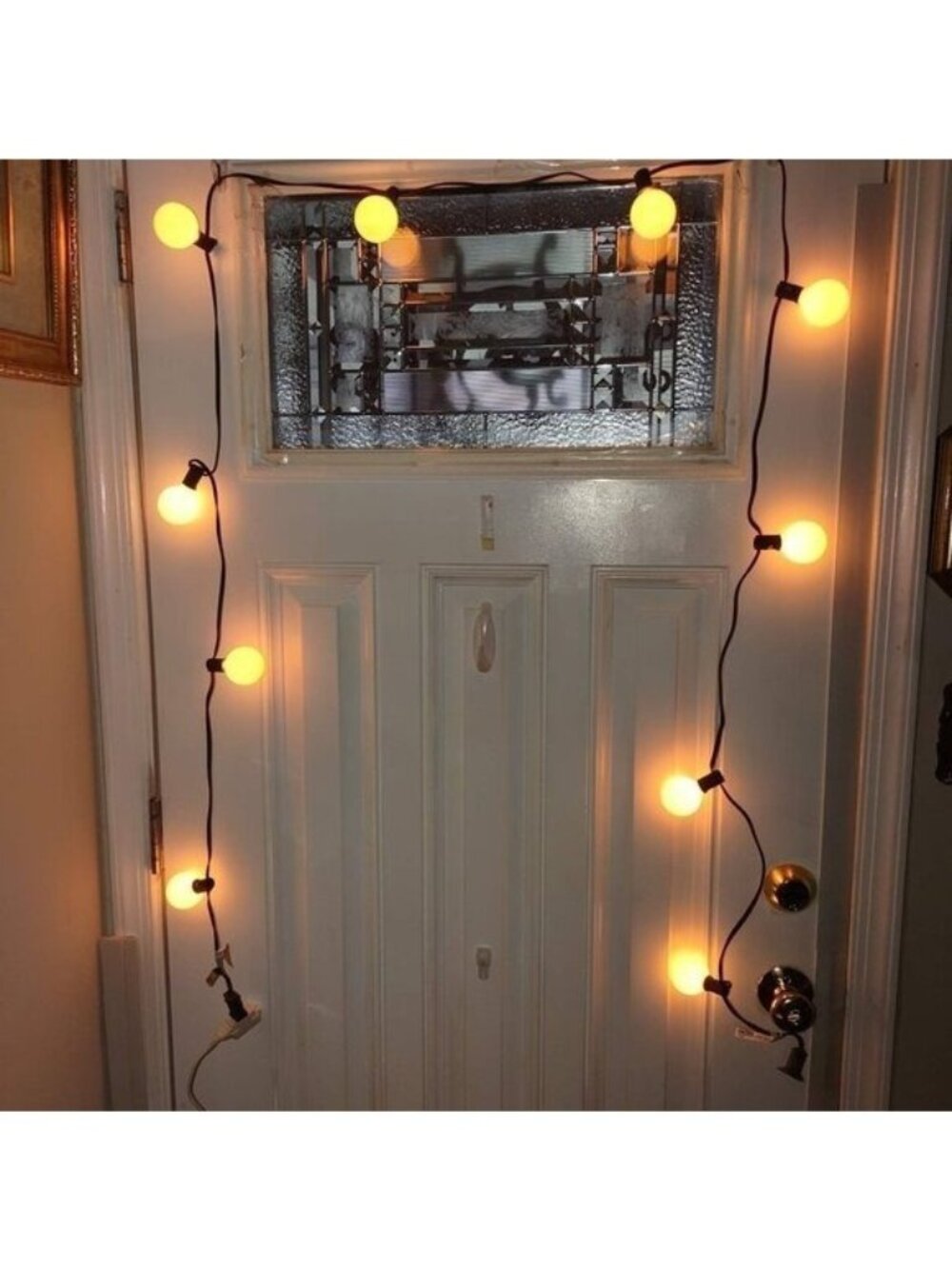 Warm Yellow Globe String Lights 10 Bulbs Indoor/Outdoor Brown Wire 8 Ft Plug-In